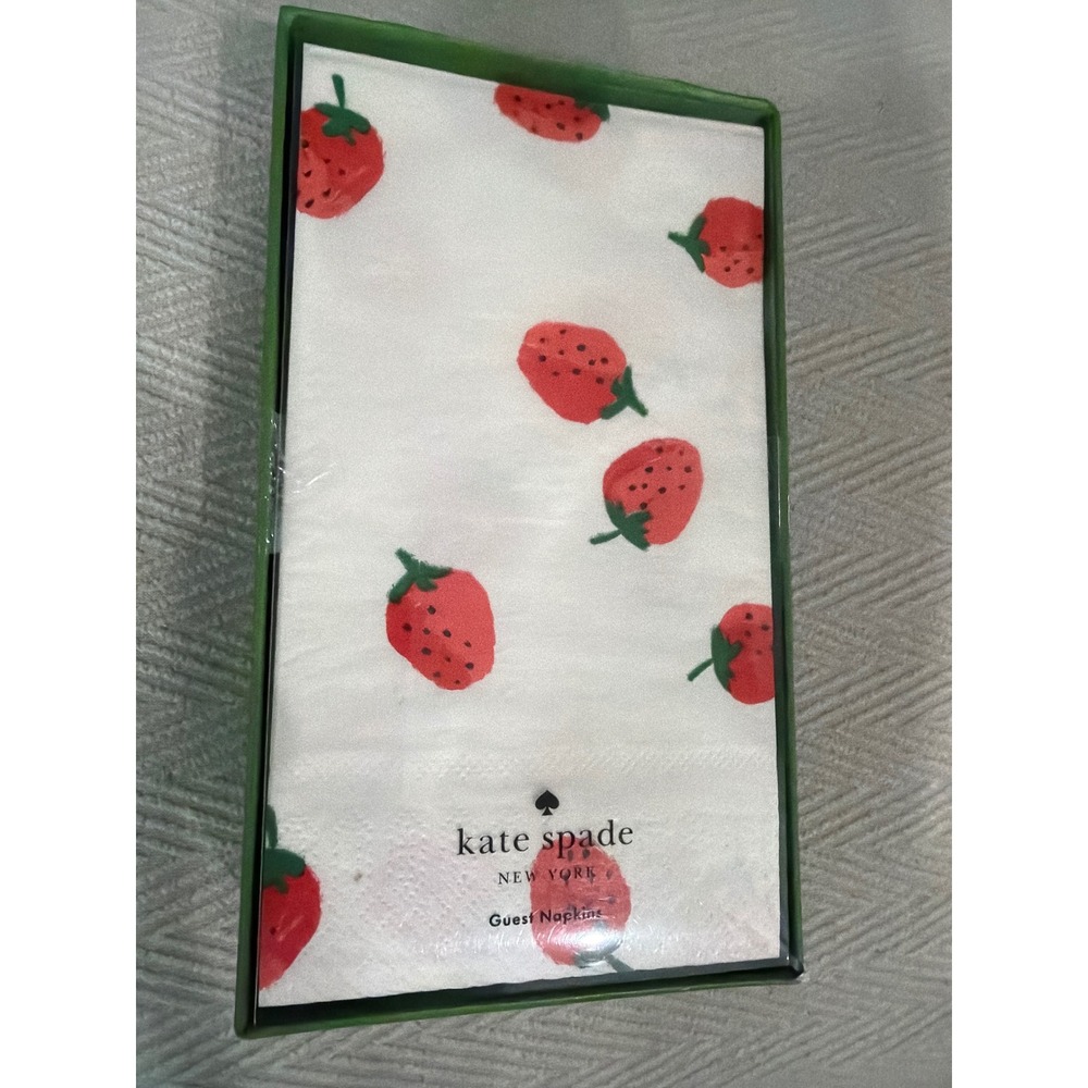 Kate Spade New York Strawberries Guest Napkin Set 40 Count White Red 10110126